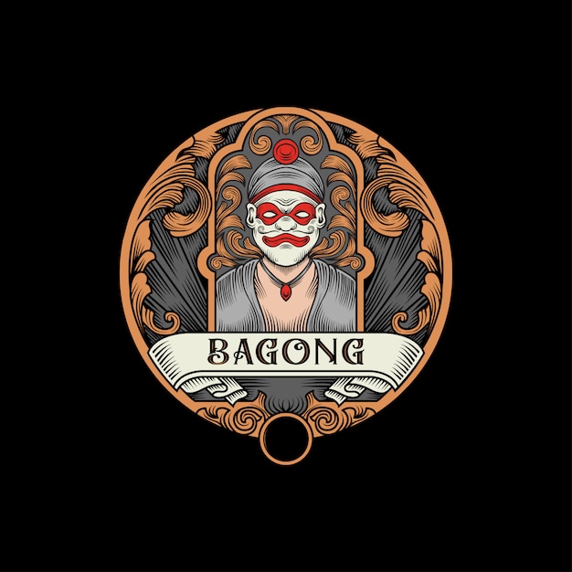 Vector logotipo vintage de la cultura javanesa de bagong