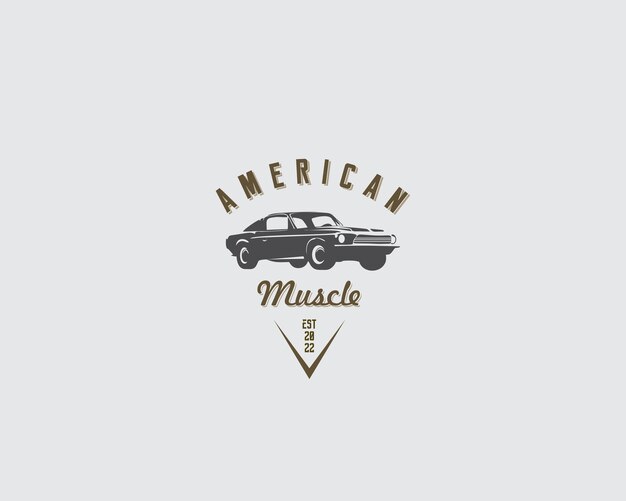 Vector logotipo vintage de garaje de american muscle car