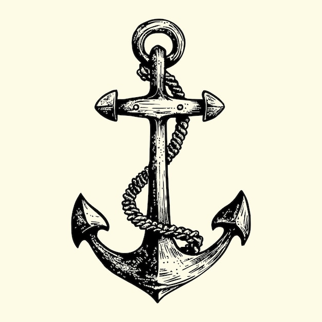 Vector el logotipo vintage de una ilustración de anchor sketch