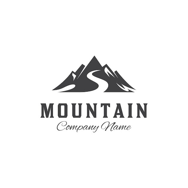 El logotipo vintage del paisaje de montaña vintage con rocas y carreteras para el logotipo de Hipster Adventure Travelling se puede utilizar en la cruz de ciclistas de pista