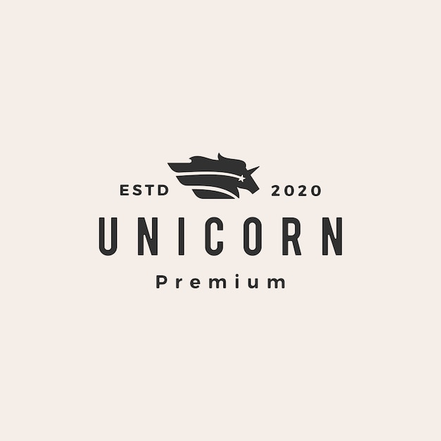 Logotipo vintage pegasus unicorn star