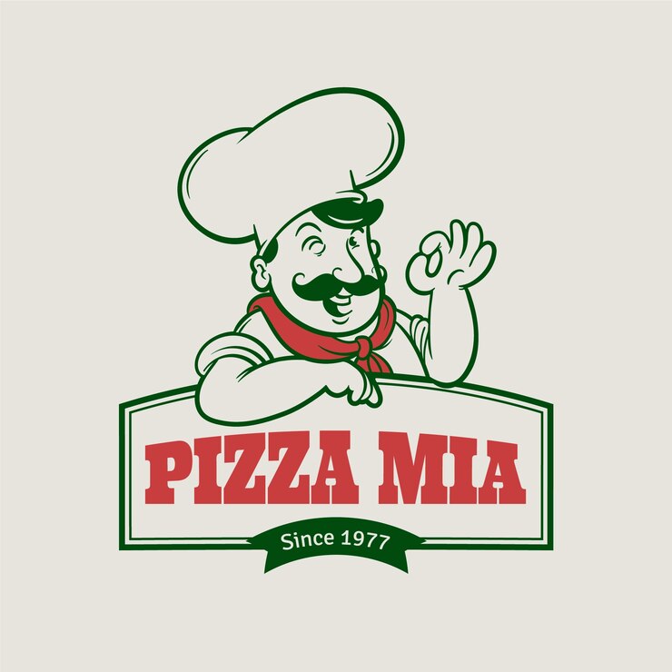 Logotipo vintage de pizzería dibujado a mano