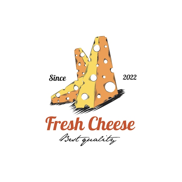 Vector logotipo vintage de queso fresco premium