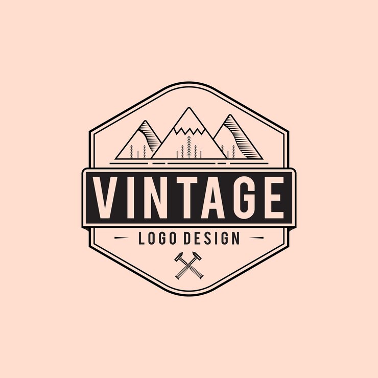 Logotipo vintage retro de aventura de montaña