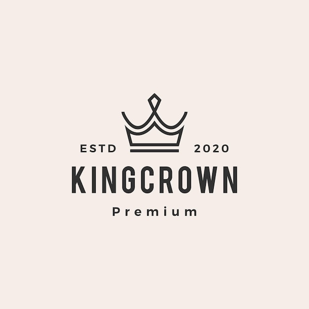 Logotipo vintage de rey corona hipster