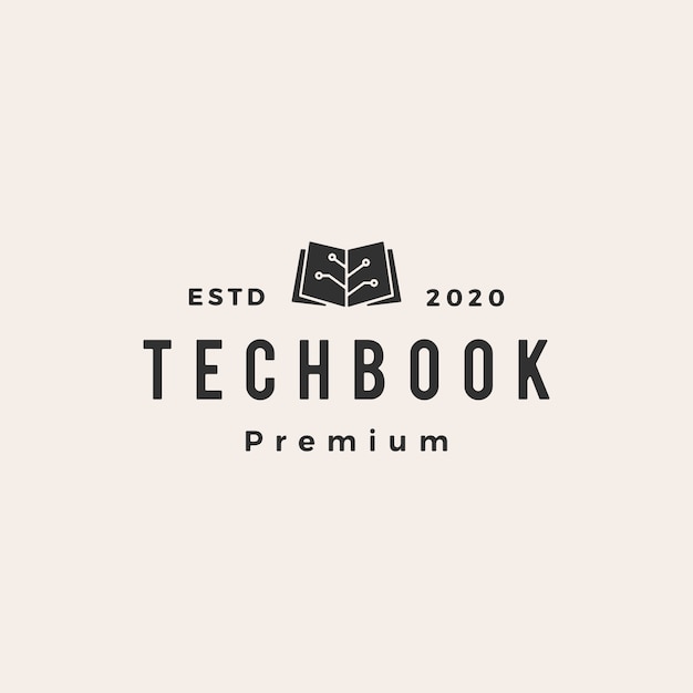 Logotipo vintage de tech book