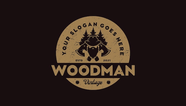 Logotipo vintage, timberland, woodman, leñador y otros, logotipo de referencia para su trabajo