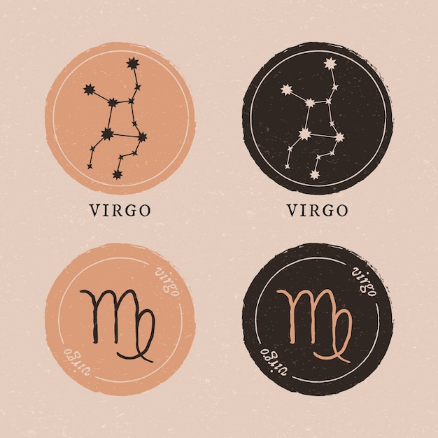 Vector logotipo de virgo de diseño plano dibujado a mano