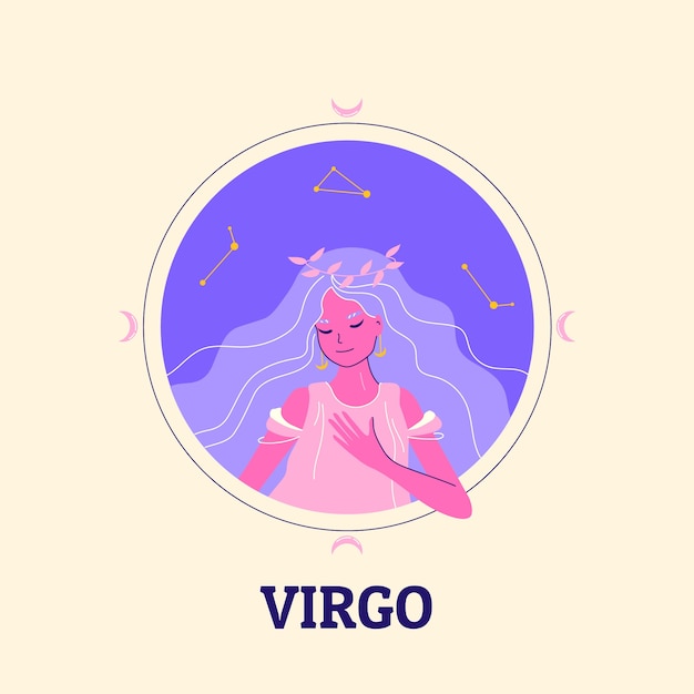 Vector logotipo de virgo de diseño plano dibujado a mano