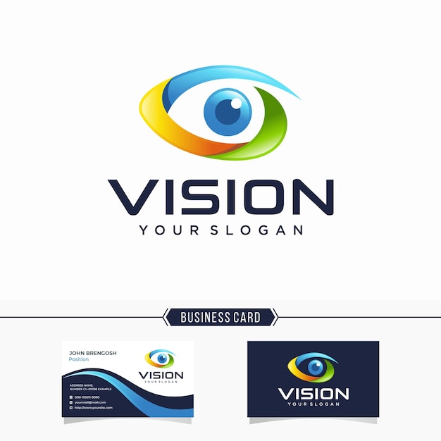 Logotipo de visión moderna y tarjeta de visita.