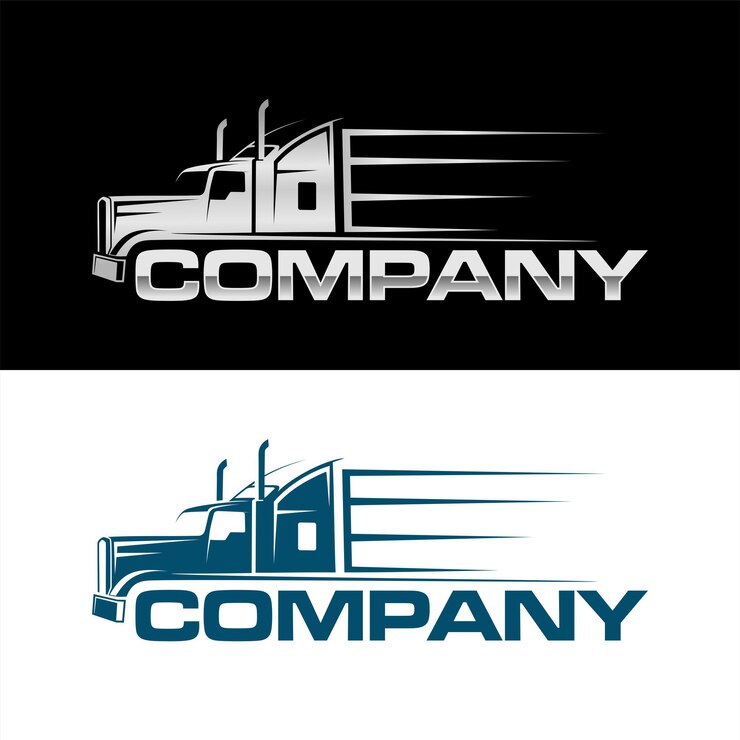 Logotipo de vista lateral de camión semi