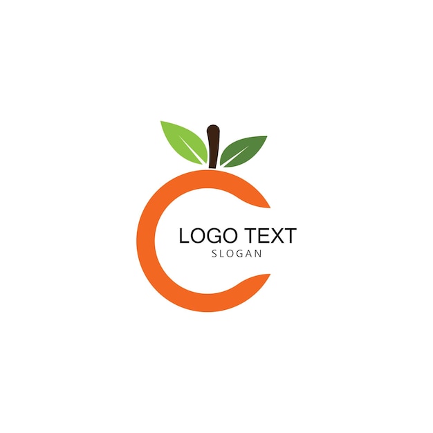 Logotipo de vitamina C y naranja. Símbolo e icono Vector plantilla