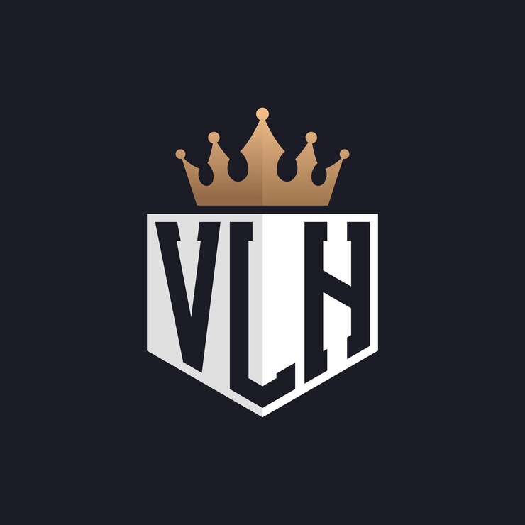 Vector logotipo vlh de lujo con corona iniciales elegantes logotipo de letra vlh para marcas exclusivas monograma de letra v lh para empresas de alta gama