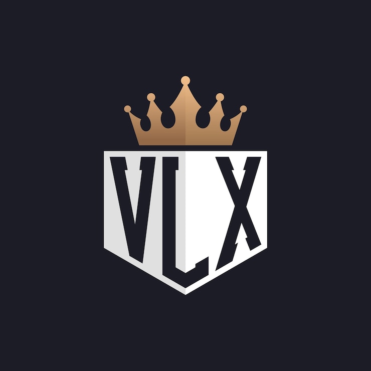 Vector logotipo vlx de lujo con corona iniciales elegantes logotipo de letras vlx para marcas exclusivas monograma de letras vlx para empresas de alta gama