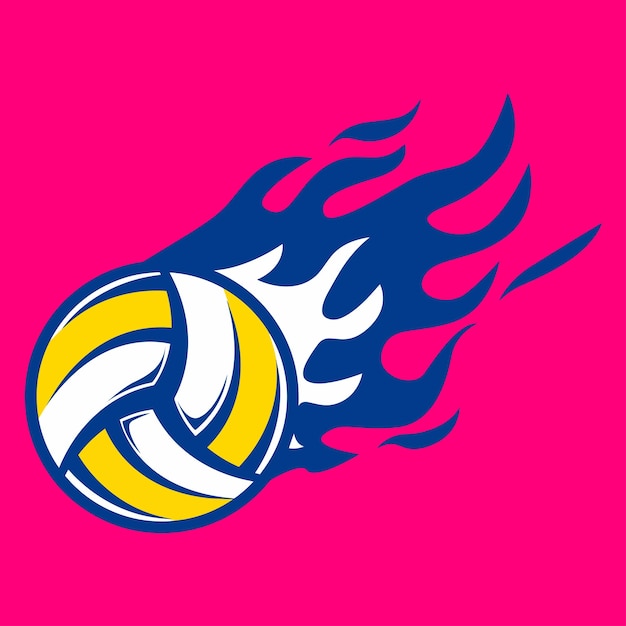 Vector el logotipo de voleibol gira la llama del fuego.