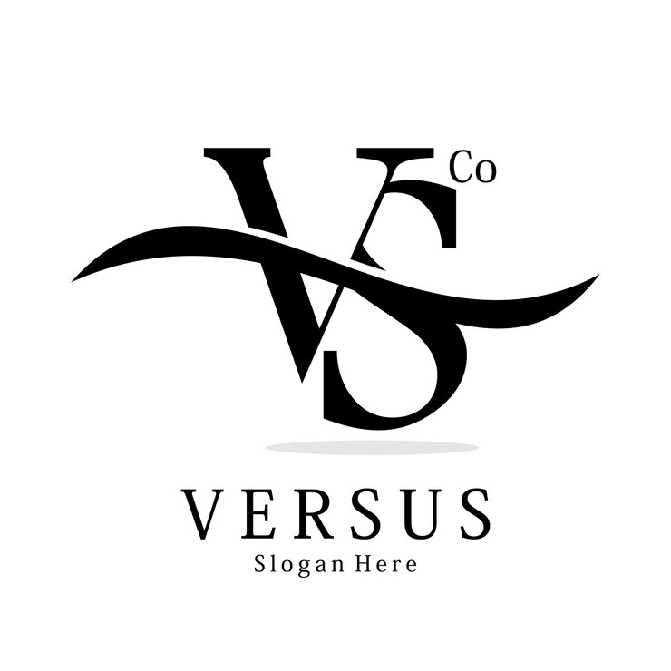 Vector logotipo vs de la combinación de las letras v y s que representa una brújula, una onda y una curva