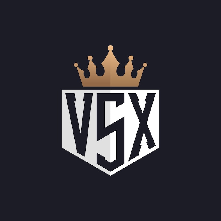 Vector logotipo vsx de lujo con corona iniciales elegantes logotipo de letras vsx para marcas exclusivas letra monograma vsx para empresas de alta gama