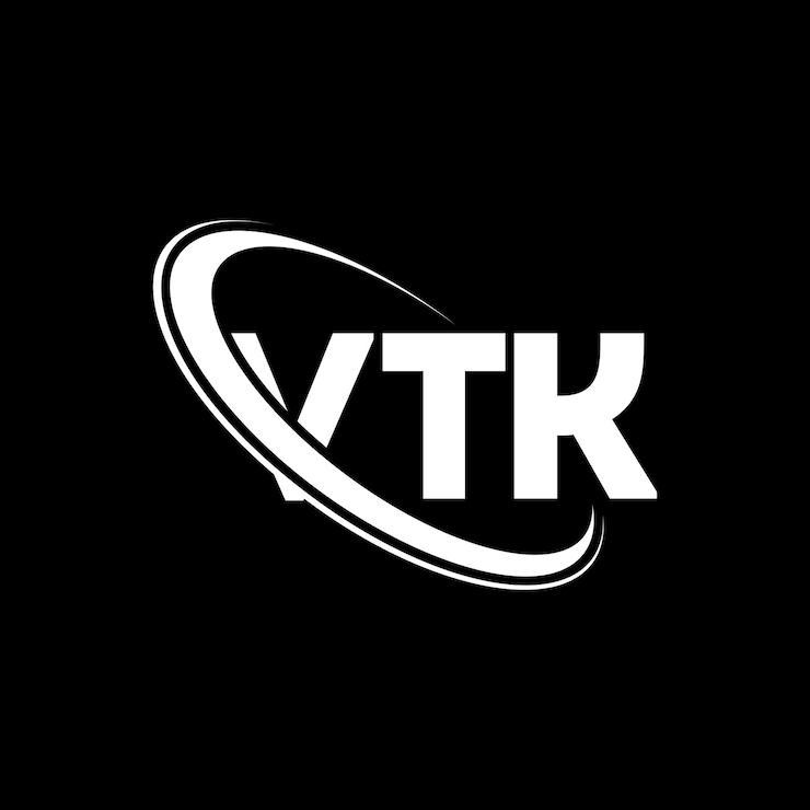 Vector logotipo de vtk vtk letra vtk diseño de logotipo de letra iniciales logotipo vtk vinculado con círculo y mayúscula logotipo de monograma vtk tipografía para negocios tecnológicos y marca inmobiliaria