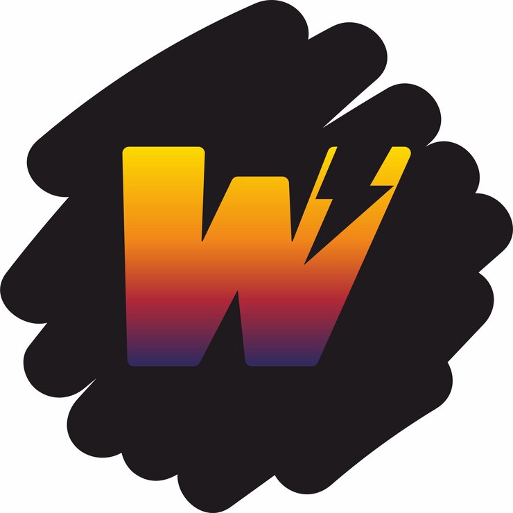 Vector el logotipo w dinámico con relámpago