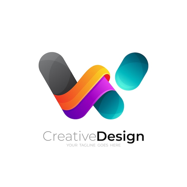 Logotipo de W, logotipo de la letra W con vector de diseño moderno, colorido