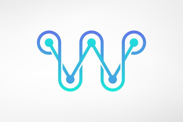 Logotipo W o M Tech para empresas de tecnología moderna