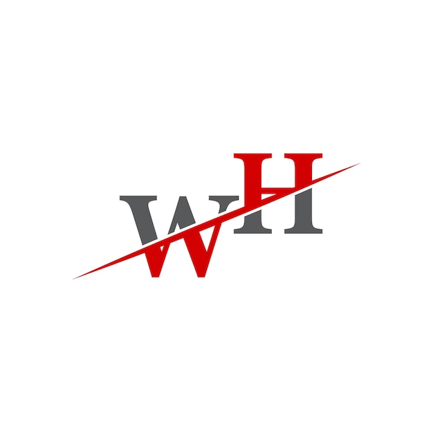 Logotipo WH minimalista con línea diagonal dinámica
