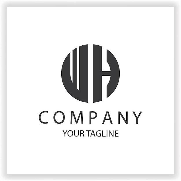 El logotipo WH monograma sencillo y moderno círculo de color negro plantilla de diseño de vector elegante premium eps 10