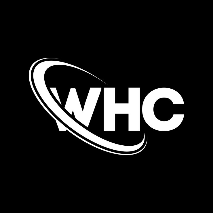 Vector logotipo de whc: diseño de logotipo de letra whc: iniciales: logotipo whc vinculado con círculo y monograma en mayúsculas: logotipo de la whc: tipografía para negocios tecnológicos y marca inmobiliaria.