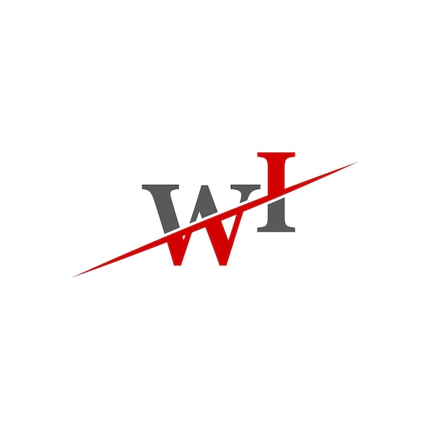 Logotipo WI minimalista con línea diagonal dinámica