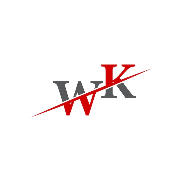 Logotipo WK minimalista con línea diagonal dinámica