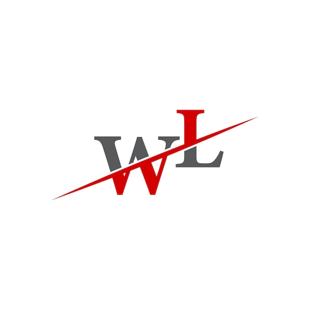 Logotipo WL minimalista con línea diagonal dinámica