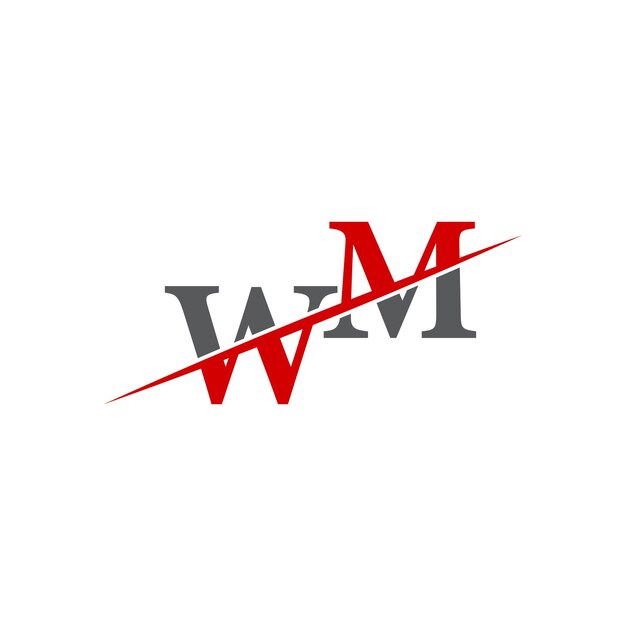 Logotipo WM minimalista con línea diagonal dinámica