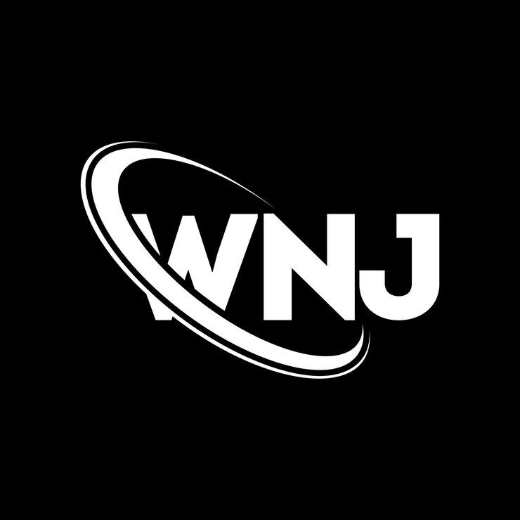 Vector logotipo wnj wnj letra wnj diseño de logotipo de letra iniciales wnj logotipo vinculado con círculo y mayúscula logotipo monograma wnj tipografía para negocios de tecnología y marca inmobiliaria