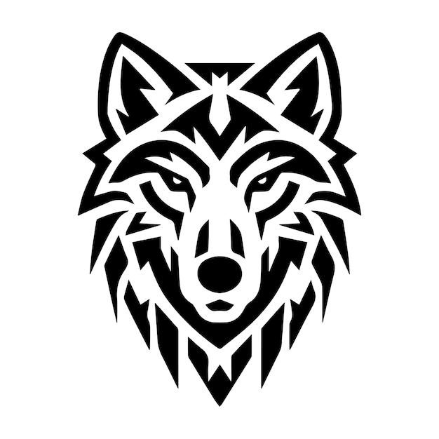 Logotipo de Wolf Tribal Ornament o icono de línea moderno Arte de línea vectorial y diseño de icono con contorno en negrita