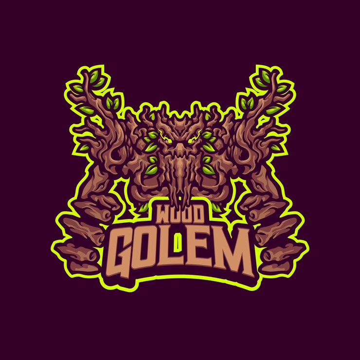 Logotipo de Wood Golem Mascot para esport y equipo deportivo