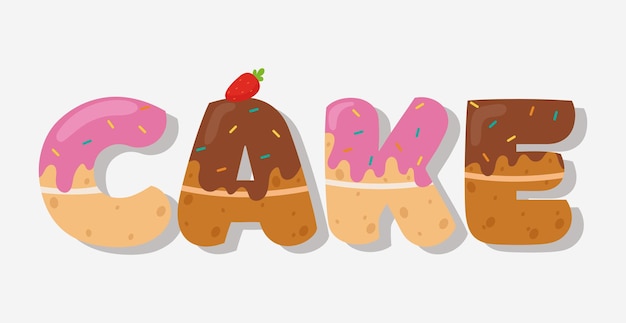 Logotipo de Word CAKE estilizado como dulces - Vector