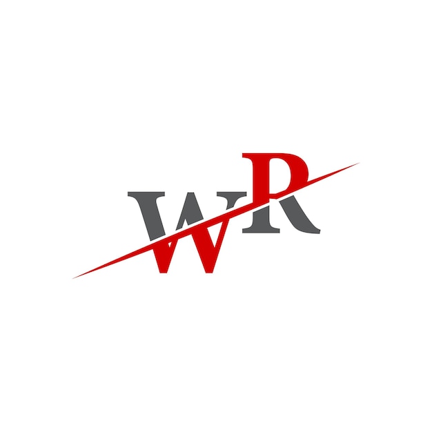 Logotipo WR minimalista con línea diagonal dinámica