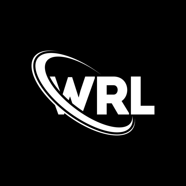 Vector logotipo wrl wrl letra wrl diseño de logotipo de letra wrl iniciales logotipo wrl vinculado con círculo y mayúscula monograma logo wrl tipografía para negocios de tecnología y marca inmobiliaria