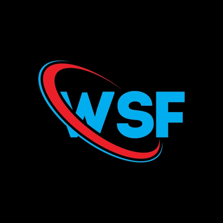 Vector el logotipo de wsf, la letra wsf, el diseño del logotipo de la carta wsf, las iniciales del logotipo wsf vinculadas con círculo y monograma en mayúsculas, la tipografía wsf para el negocio de la tecnología y la marca inmobiliaria.