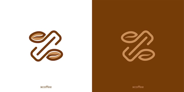 El logotipo de X El grano de café y la letra X o Z con estilo minimalista El símbolo del icono del logotipo del café X