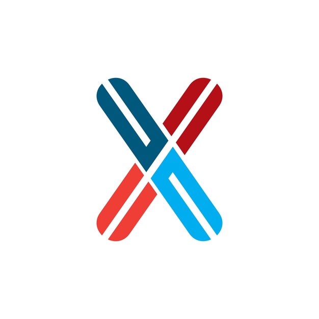 Un logotipo x rojo y azul con una x roja y azul