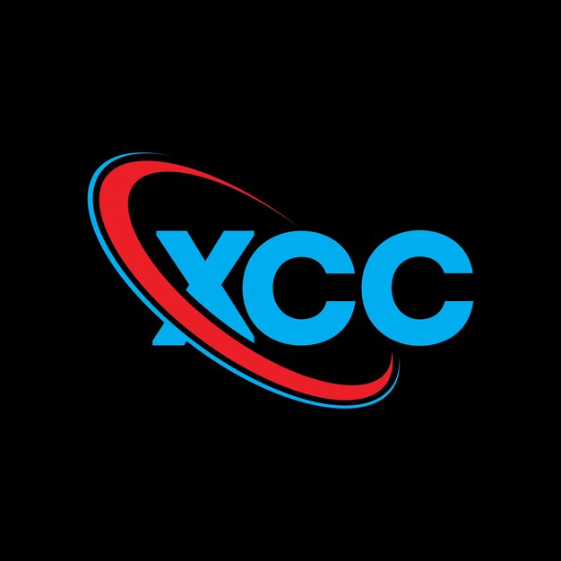 El logotipo XCC, la letra XCC, el diseño del logotipo de la carta XCC, las iniciales, el logotipo de XCC vinculado con un círculo y un monograma en mayúsculas, la tipografía de XCC para el negocio tecnológico y la marca inmobiliaria.