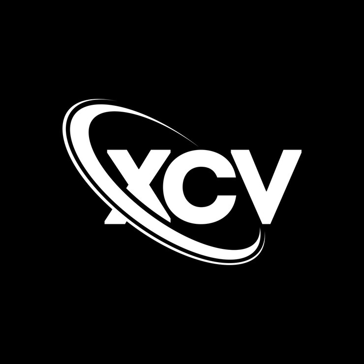 Vector el logotipo xcv, la letra xcv, el diseño del logotipo de la carta xcv, las iniciales, el logotipo de xcv vinculado con un círculo y un monograma en mayúsculas, la tipografía de xcv para el negocio tecnológico y la marca inmobiliaria.