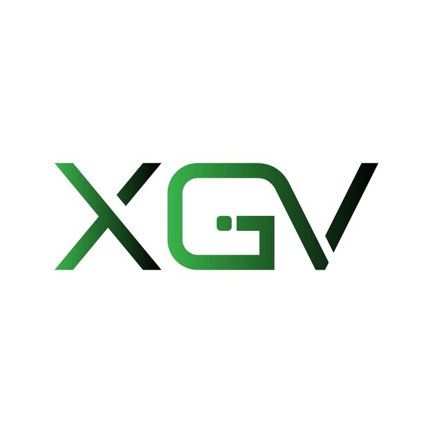 El logotipo de XGV, la marca de letras, el monograma, las iniciales, el diseño de identidad de marca, el vector de gradiente verde mínimo moderno.