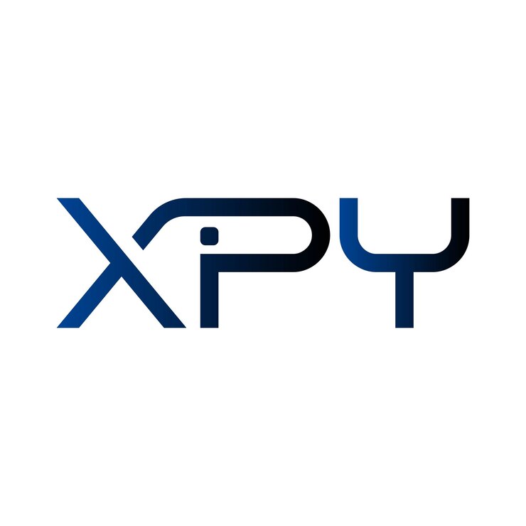 Vector el logotipo de xpy, el diseño de identidad de marca, el gradiente azul, la tecnología moderna, la marca inicial de la compañía.