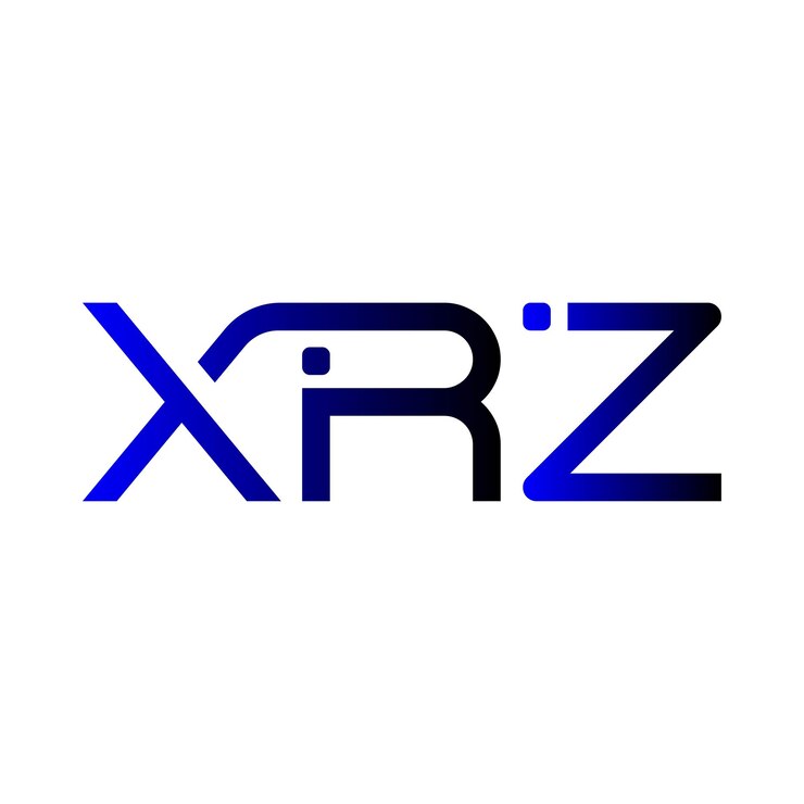 Vector el logotipo de xrz, la marca, el diseño de la letra inicial, el gradiente azul, la identidad moderna, simple, minimalista, el monograma xrz.