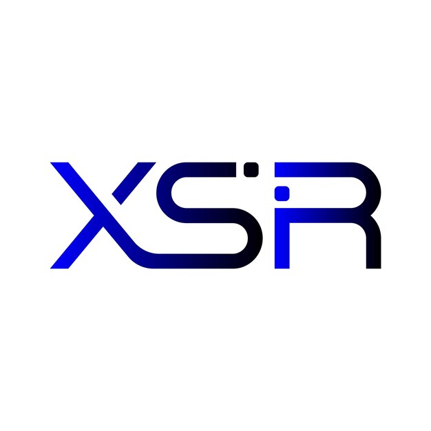 El logotipo de XSR, las iniciales de la marca, el gradiente azul, el diseño corporativo de la empresa de tecnología limpia moderna y simple.