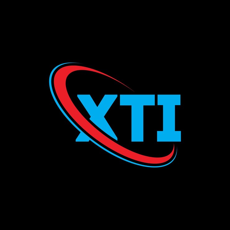 Vector el logotipo xti, la letra xti, el diseño del logotipo de la carta xti, las iniciales, el logotipo de xti vinculado con un círculo y un monograma en mayúsculas, la tipografía de xti para el negocio tecnológico y la marca inmobiliaria.