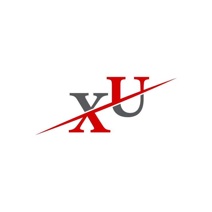 Vector logotipo xu minimalista con línea diagonal dinámica