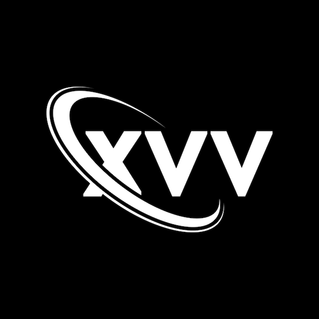 El logotipo XVV, la letra XVV, el diseño del logotipo, las iniciales XVV, vinculado con un círculo y un monograma en mayúsculas, la tipografía XVV para el negocio tecnológico y la marca inmobiliaria.